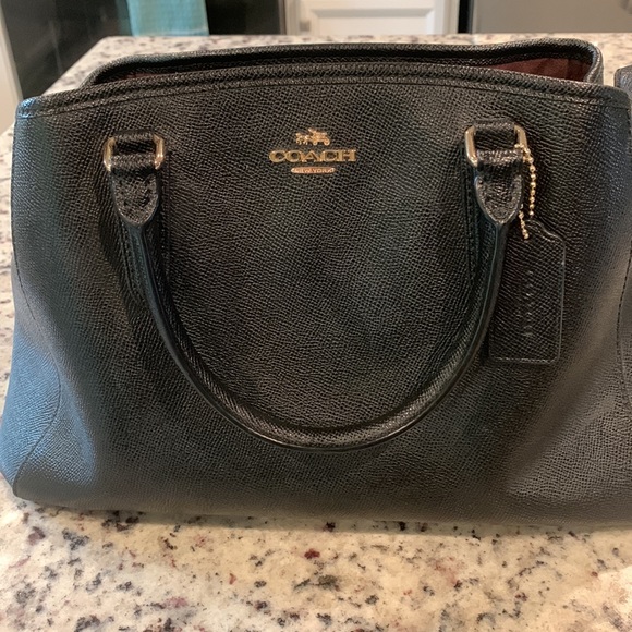 Leather coach handbag. Suede interior. - Picture 3 of 12